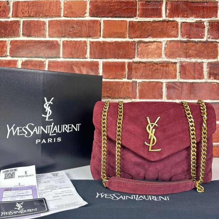 YVES SAİNT LAURENT LOULOU SMALL SÜET BORDO